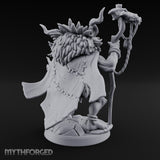 Skull Staff Raising Pig Orc Shaman Miniature for Dungeons and Dragons, Pathfinder or other TTRPGs