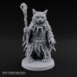 Skull Staff Wielding Tabaxi Necromancer Miniature for Dungeons and Dragons, Pathfinder or other TTRPGs