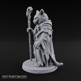 Skull Staff Wielding Tabaxi Necromancer Miniature for Dungeons and Dragons, Pathfinder or other TTRPGs