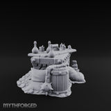 Skull-Strewn Potion-Cluttered Alchemist Workbench Miniature for Dungeons and Dragons, Pathfinder or other TTRPGs