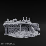 Skull-Strewn Potion-Cluttered Alchemist Workbench Miniature for Dungeons and Dragons, Pathfinder or other TTRPGs