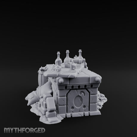 Skull-Strewn Potion-Cluttered Alchemist Workbench Miniature for Dungeons and Dragons, Pathfinder or other TTRPGs