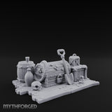 Skull-Strewn Shovel-Propped Locked Chest Hoard Scene Miniature for Dungeons and Dragons, Pathfinder or other TTRPGs