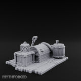 Skull-Strewn Shovel-Propped Locked Chest Hoard Scene Miniature for Dungeons and Dragons, Pathfinder or other TTRPGs