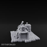 Skull-Strewn Shovel-Propped Locked Chest Hoard Scene Miniature for Dungeons and Dragons, Pathfinder or other TTRPGs