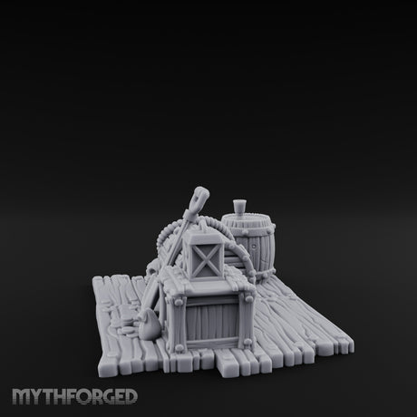 Skull-Strewn Shovel-Propped Locked Chest Hoard Scene Miniature for Dungeons and Dragons, Pathfinder or other TTRPGs