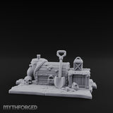Skull-Strewn Shovel-Propped Locked Chest Hoard Scene Miniature for Dungeons and Dragons, Pathfinder or other TTRPGs