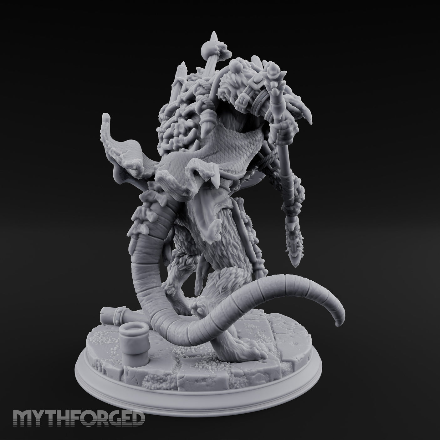 Skull Studded Lurching Rat King Miniature for Dungeons and Dragons, Pathfinder or other TTRPGs