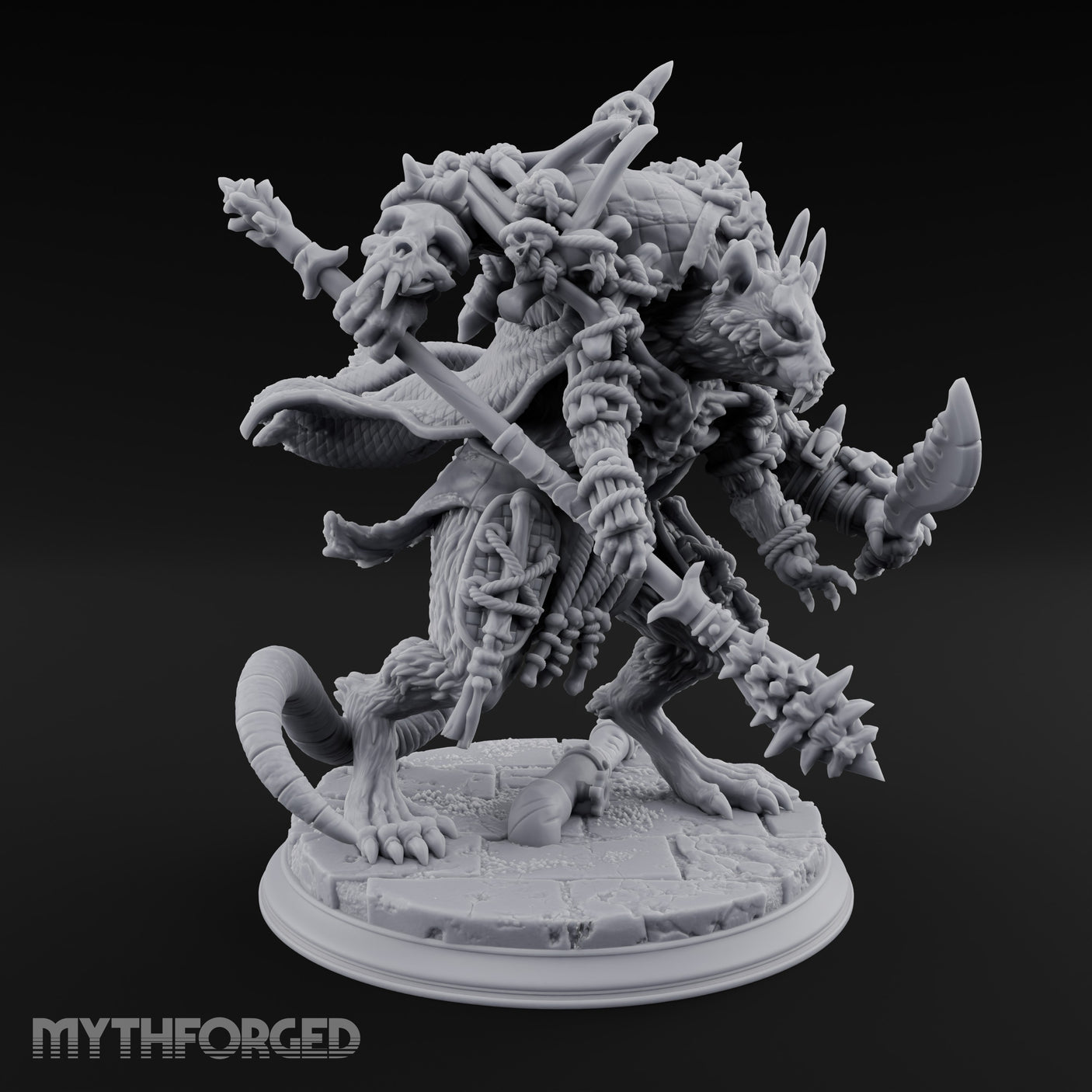 Skull Studded Lurching Rat King Miniature for Dungeons and Dragons, Pathfinder or other TTRPGs
