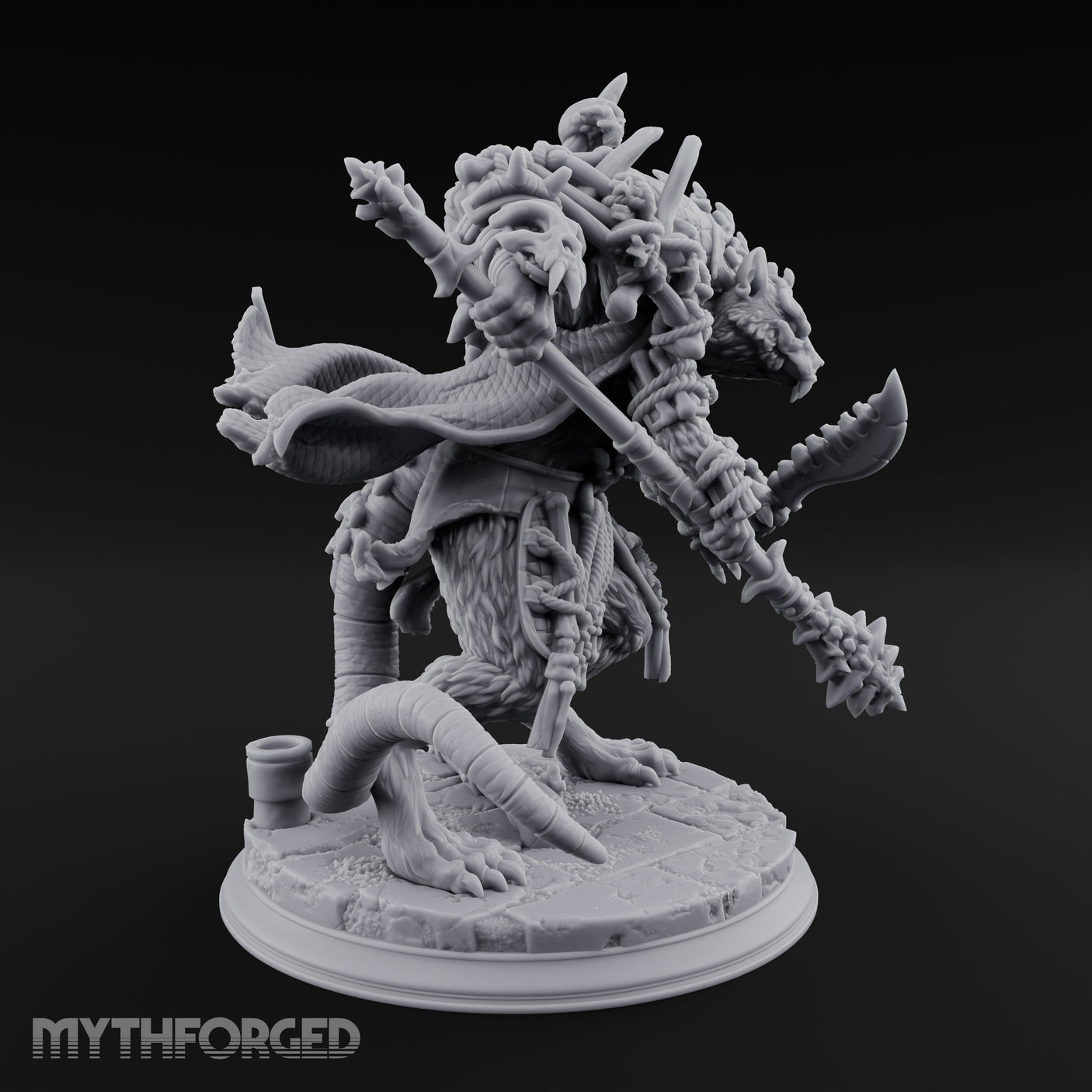Skull Studded Lurching Rat King Miniature for Dungeons and Dragons, Pathfinder or other TTRPGs