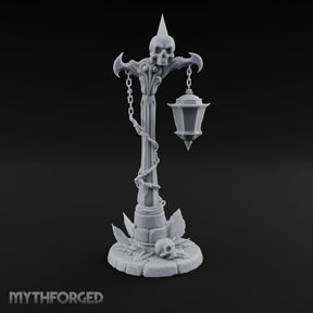 Skull-Topped Chain-Wrapped Necromantic Street Lamp Post Miniature for Dungeons and Dragons, Pathfinder or other TTRPGs