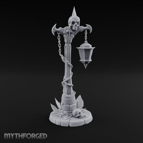 Skull-Topped Chain-Wrapped Necromantic Street Lamp Post Miniature for Dungeons and Dragons, Pathfinder or other TTRPGs