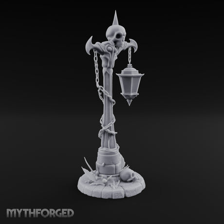 Skull-Topped Chain-Wrapped Necromantic Street Lamp Post Miniature for Dungeons and Dragons, Pathfinder or other TTRPGs
