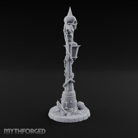 Skull-Topped Chain-Wrapped Necromantic Street Lamp Post Miniature for Dungeons and Dragons, Pathfinder or other TTRPGs