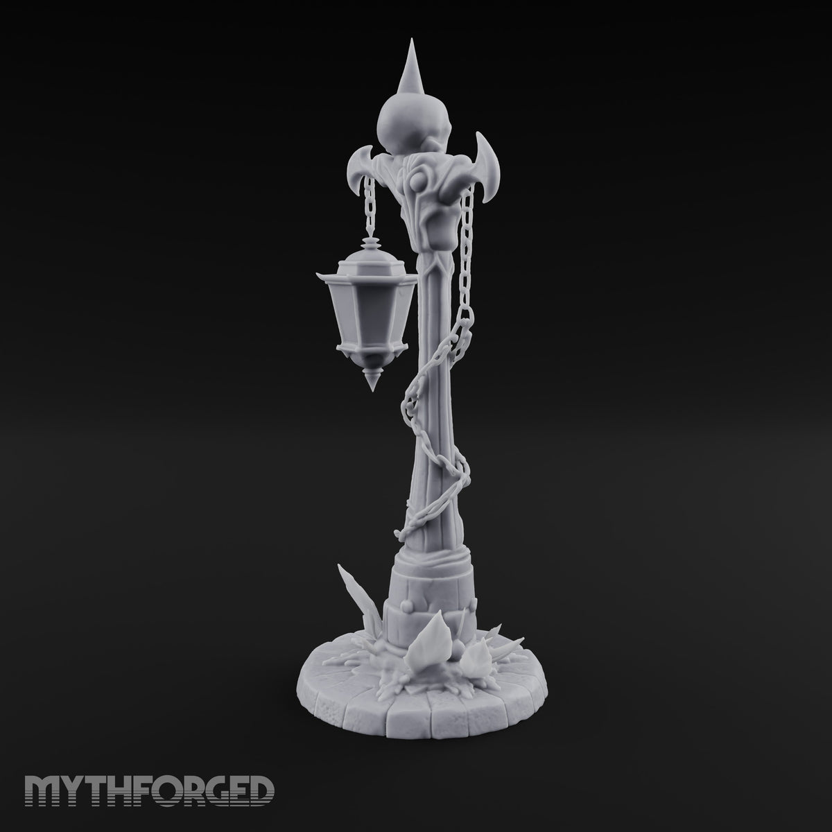 Skull-Topped Chain-Wrapped Necromantic Street Lamp Post Miniature for Dungeons and Dragons, Pathfinder or other TTRPGs
