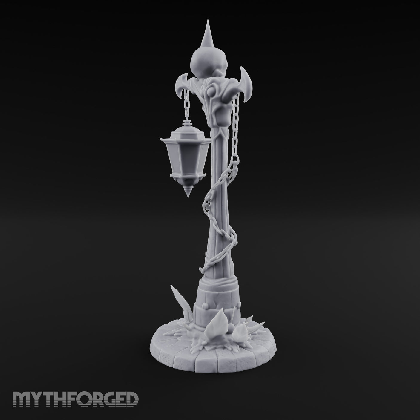 Skull-Topped Chain-Wrapped Necromantic Street Lamp Post Miniature for Dungeons and Dragons, Pathfinder or other TTRPGs