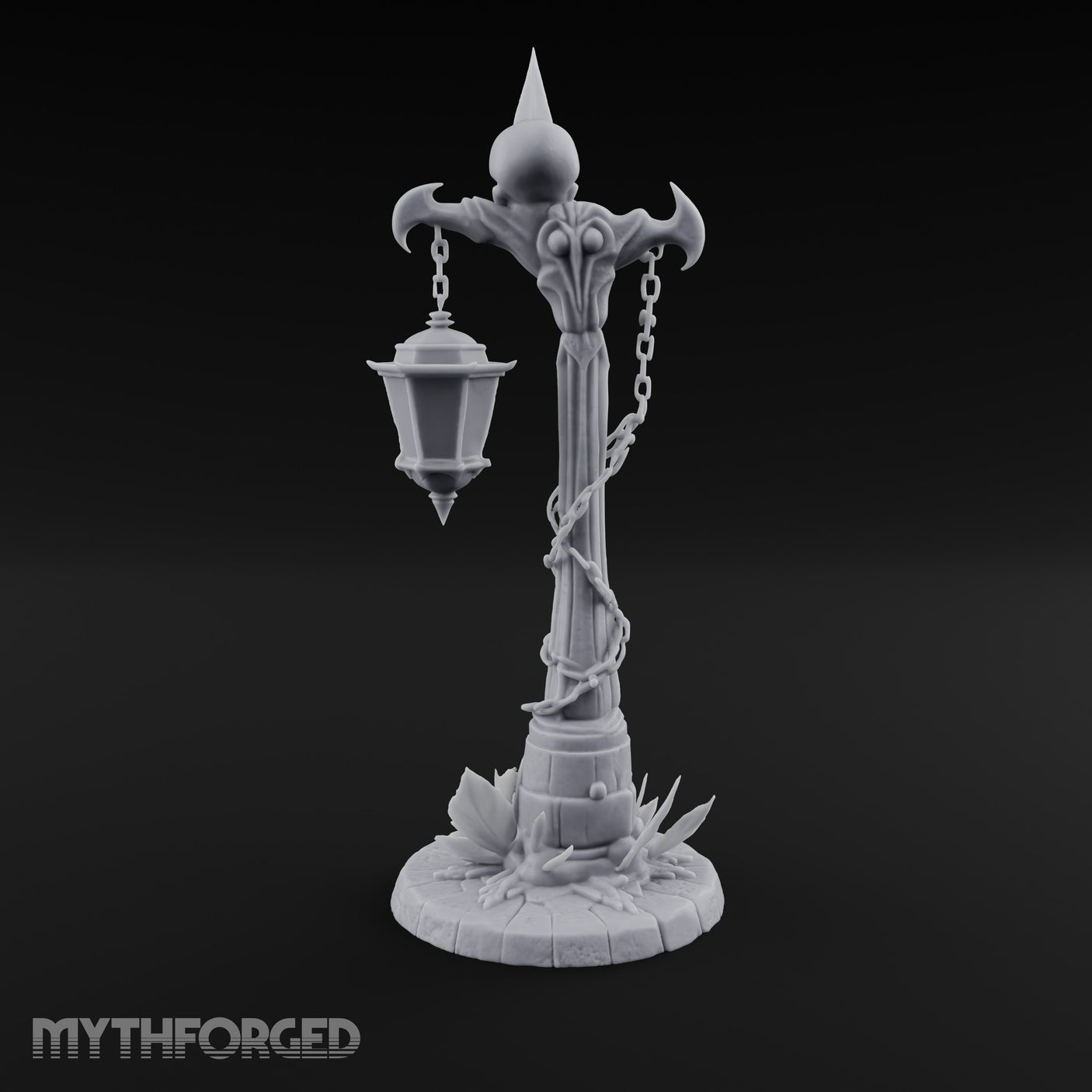 Skull-Topped Chain-Wrapped Necromantic Street Lamp Post Miniature for Dungeons and Dragons, Pathfinder or other TTRPGs