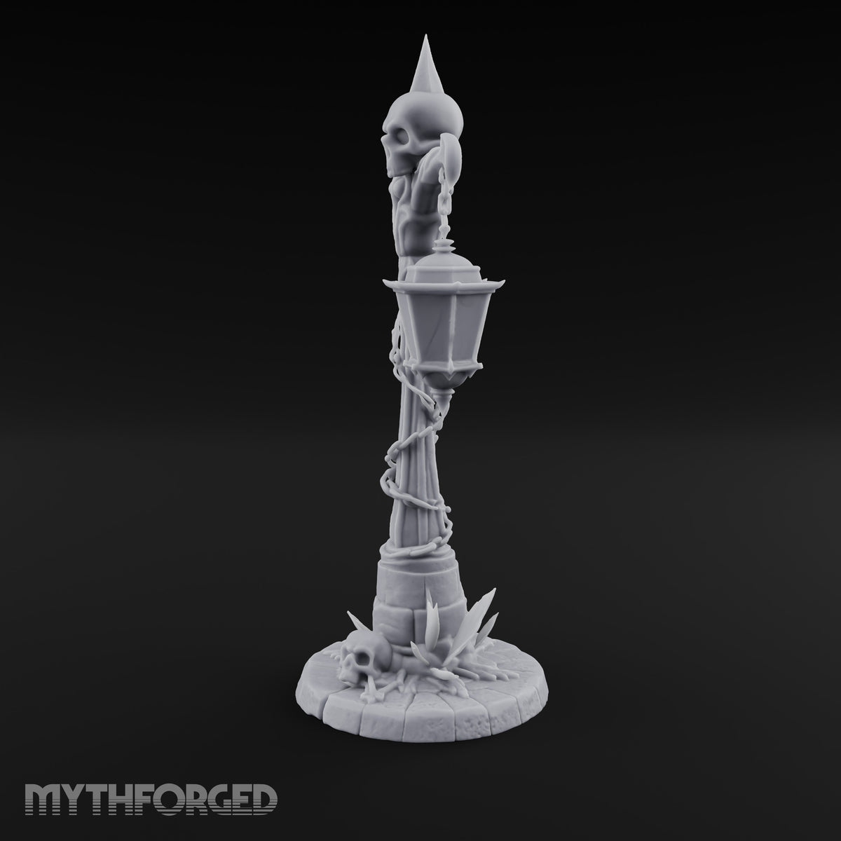 Skull-Topped Chain-Wrapped Necromantic Street Lamp Post Miniature for Dungeons and Dragons, Pathfinder or other TTRPGs