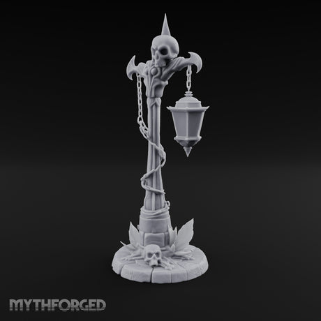 Skull-Topped Chain-Wrapped Necromantic Street Lamp Post Miniature for Dungeons and Dragons, Pathfinder or other TTRPGs