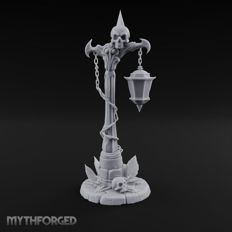 Skull-Topped Chain-Wrapped Necromantic Street Lamp Post Miniature for Dungeons and Dragons, Pathfinder or other TTRPGs
