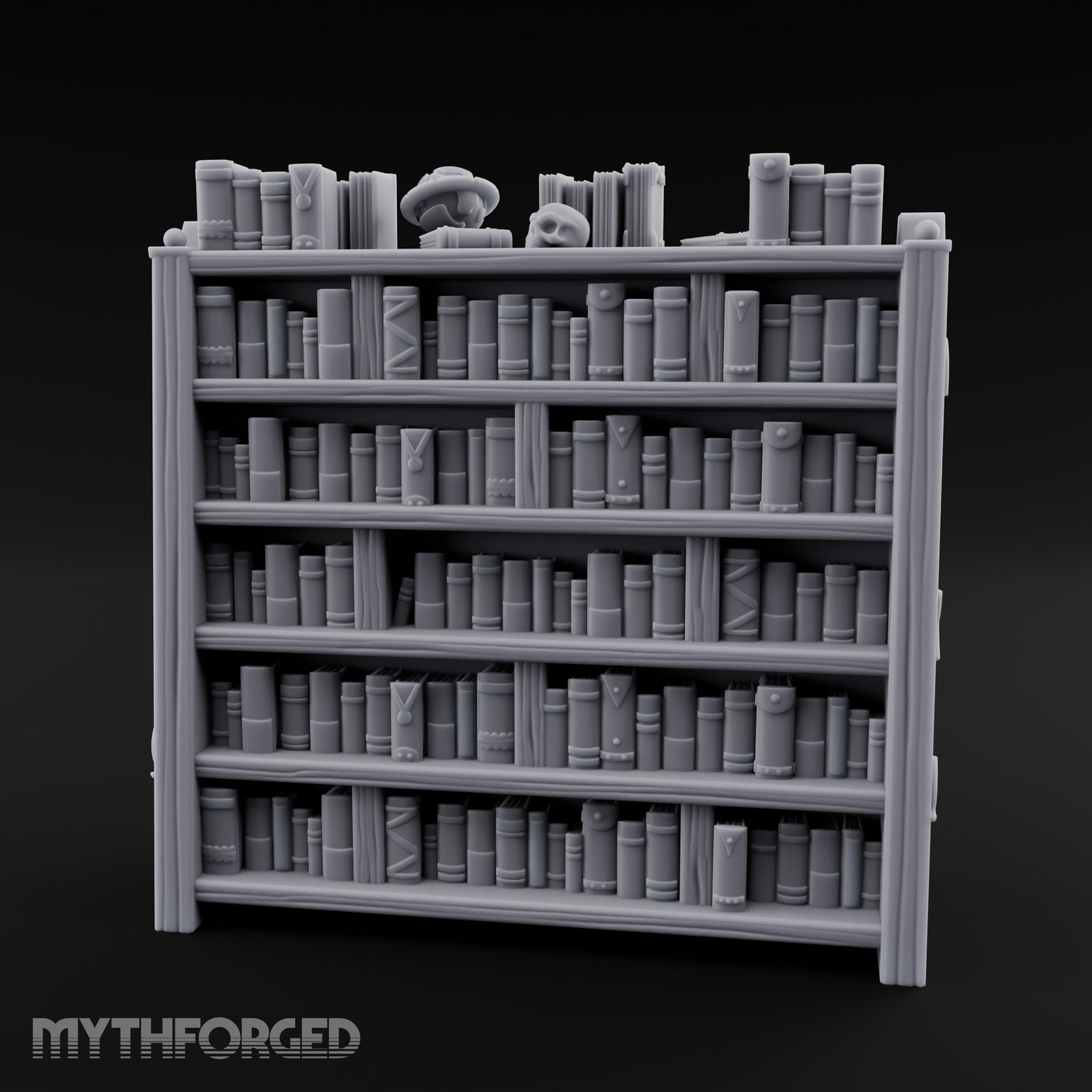 Skull-Topped Globe-Dressed Scholar's Library Bookshelf Miniature for Dungeons and Dragons, Pathfinder or other TTRPGs