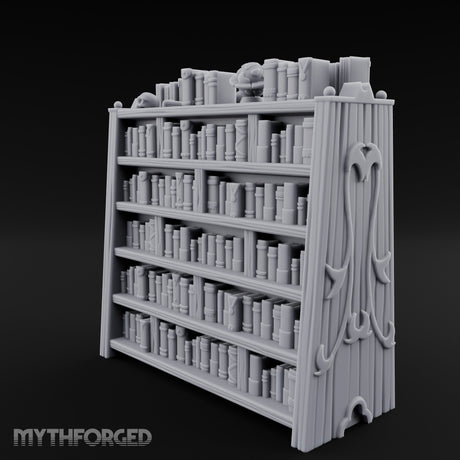 Skull-Topped Globe-Dressed Scholar's Library Bookshelf Miniature for Dungeons and Dragons, Pathfinder or other TTRPGs