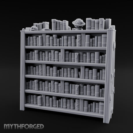 Skull-Topped Globe-Dressed Scholar's Library Bookshelf Miniature for Dungeons and Dragons, Pathfinder or other TTRPGs