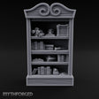 Skull-Topped Scroll-Laden Pirate Bookshelf