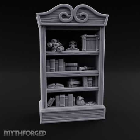 Skull-Topped Scroll-Laden Pirate Bookshelf Miniature for Dungeons and Dragons, Pathfinder or other TTRPGs