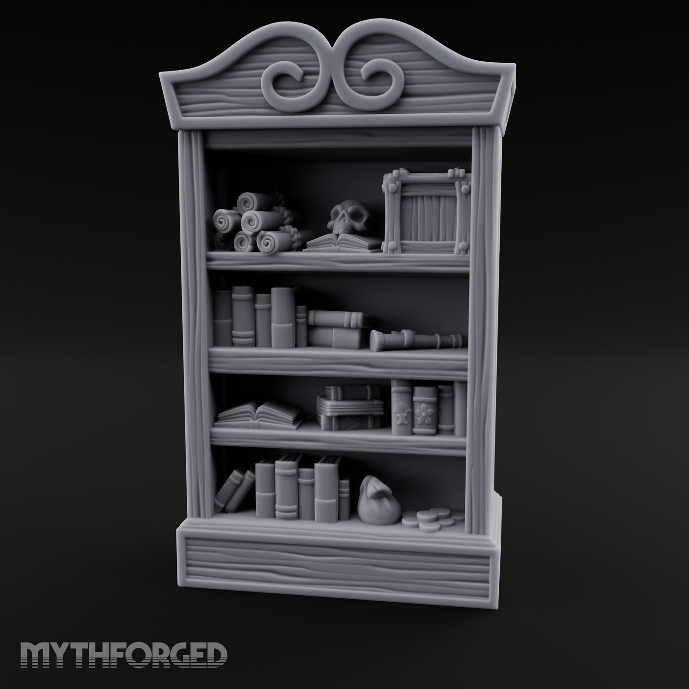 Skull-Topped Scroll-Laden Pirate Bookshelf gallery 9