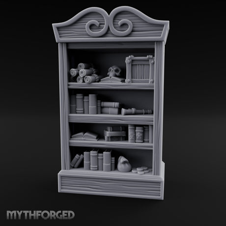 Skull-Topped Scroll-Laden Pirate Bookshelf Miniature for Dungeons and Dragons, Pathfinder or other TTRPGs