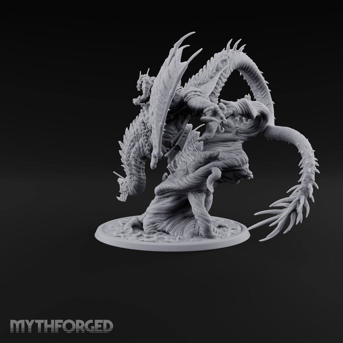 Saddled and Unbothered Lizardfolk Rider on Wyvern