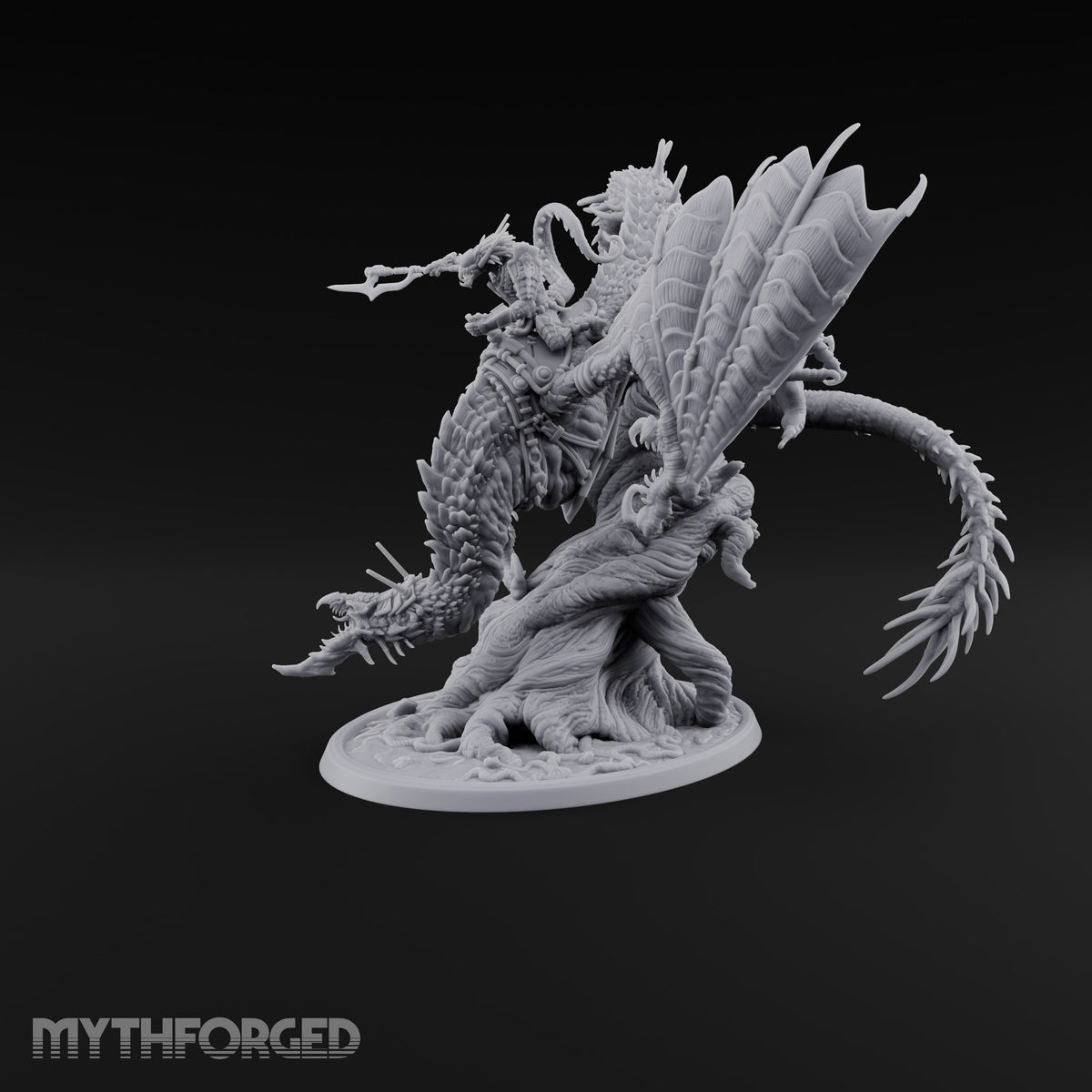 Saddled and Unbothered Lizardfolk Rider on Wyvern