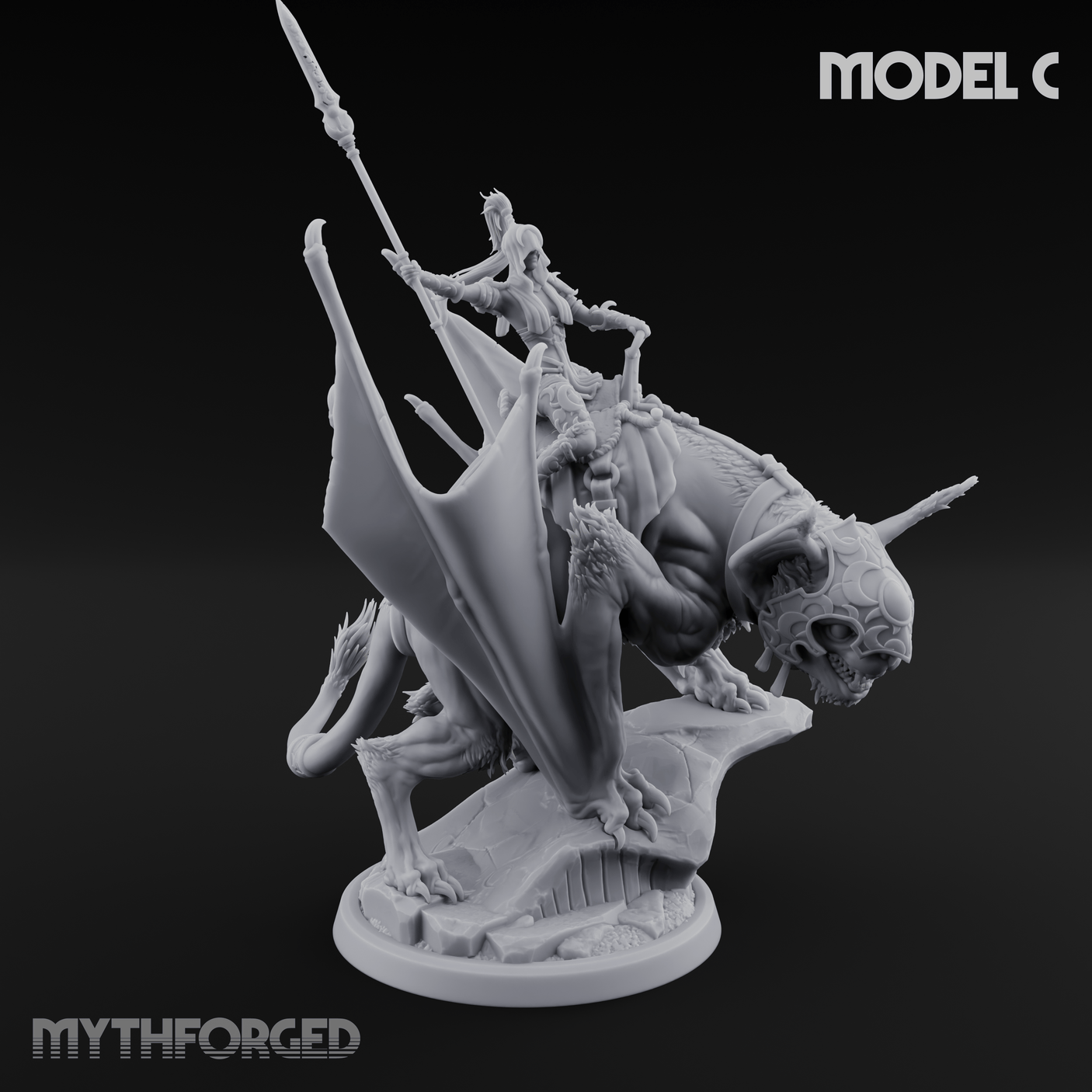 Upside Down Worshipping Elf Skyriders C Miniature for Dungeons and Dragons, Pathfinder or other TTRPGs