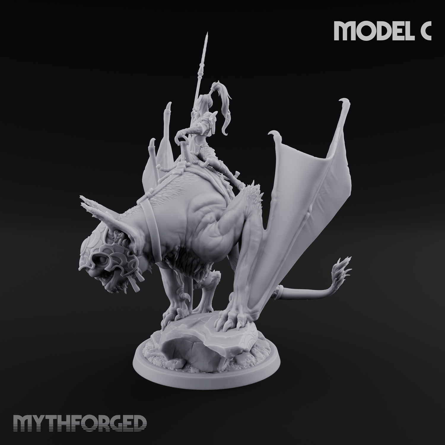 Upside Down Worshipping Elf Skyriders C Miniature for Dungeons and Dragons, Pathfinder or other TTRPGs