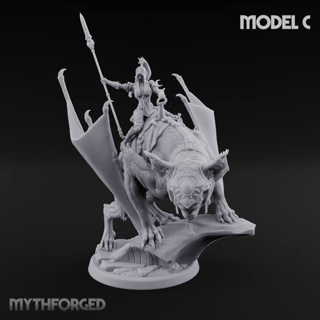 Upside Down Worshipping Elf Skyriders C Miniature for Dungeons and Dragons, Pathfinder or other TTRPGs