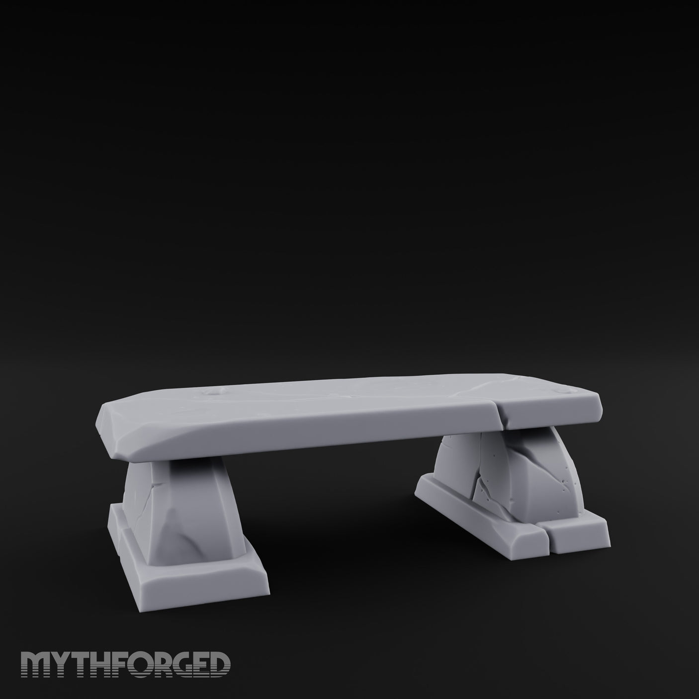 Slab-Topped Pedestal-Footed Stone Garden Bench