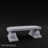 Slab-Topped Pedestal-Footed Stone Garden Bench