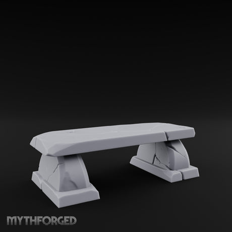 Slab-Topped Pedestal-Footed Stone Garden Bench Miniature for Dungeons and Dragons, Pathfinder or other TTRPGs