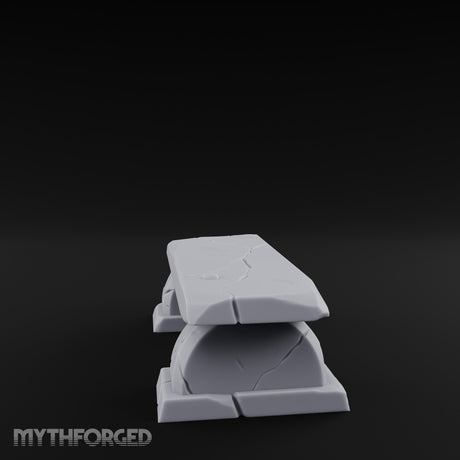 Slab-Topped Pedestal-Footed Stone Garden Bench Miniature for Dungeons and Dragons, Pathfinder or other TTRPGs