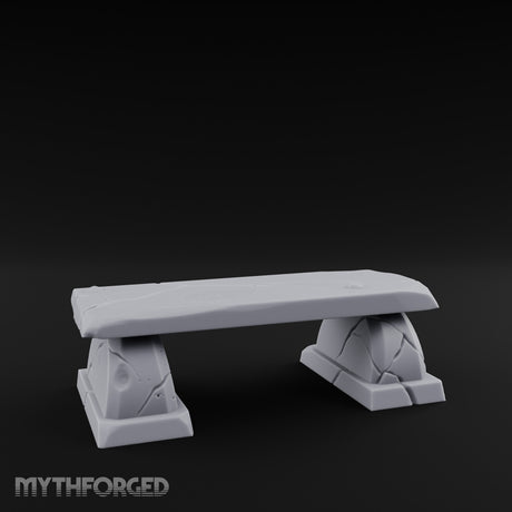 Slab-Topped Pedestal-Footed Stone Garden Bench Miniature for Dungeons and Dragons, Pathfinder or other TTRPGs