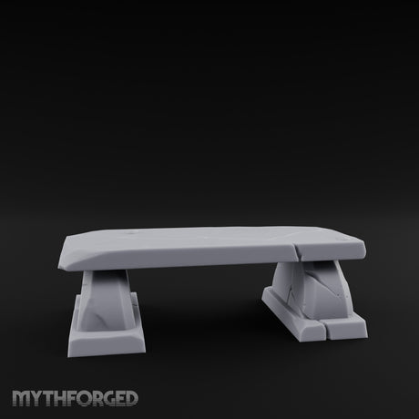 Slab-Topped Pedestal-Footed Stone Garden Bench Miniature for Dungeons and Dragons, Pathfinder or other TTRPGs