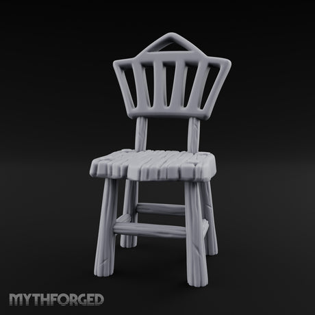 Slat-Backed Plank-Seated Tavern Chair Miniature for Dungeons and Dragons, Pathfinder or other TTRPGs