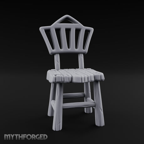 Slat-Backed Plank-Seated Tavern Chair Miniature for Dungeons and Dragons, Pathfinder or other TTRPGs