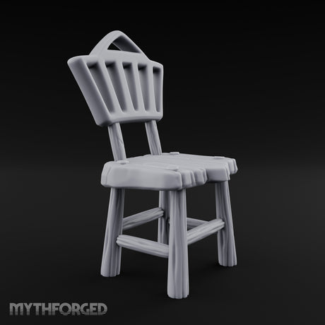 Slat-Backed Plank-Seated Tavern Chair Miniature for Dungeons and Dragons, Pathfinder or other TTRPGs