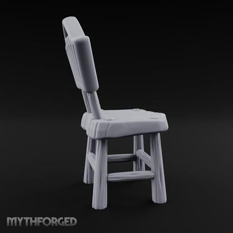 Slat-Backed Plank-Seated Tavern Chair Miniature for Dungeons and Dragons, Pathfinder or other TTRPGs