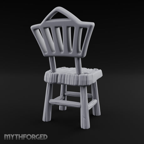 Slat-Backed Plank-Seated Tavern Chair Miniature for Dungeons and Dragons, Pathfinder or other TTRPGs