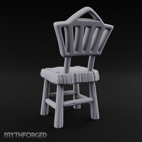 Slat-Backed Plank-Seated Tavern Chair Miniature for Dungeons and Dragons, Pathfinder or other TTRPGs