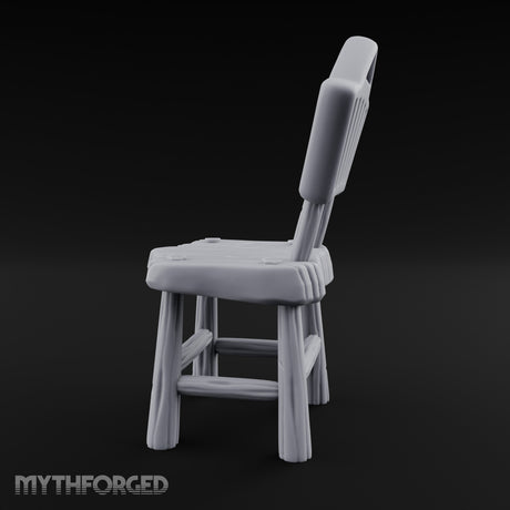 Slat-Backed Plank-Seated Tavern Chair Miniature for Dungeons and Dragons, Pathfinder or other TTRPGs