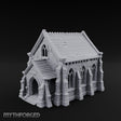 Slate-Roofed Gothic-Arched Stone Parish Church Miniature for Dungeons and Dragons, Pathfinder or other TTRPGs
